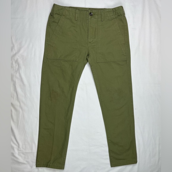 Arborwear Mens Pants 32 x 29 Herringbone Twill Green Straight Leg Utility A6 - Picture 2 of 13